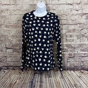 Lands’ End Draper James Navy Floral Rash Guard Swim Top